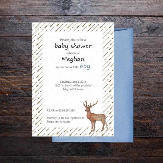 Arrow Themed Baby Shower Invitation W Envelope Customizable B Leigh Creations
