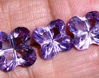 アメジストカービング 13.25 CTS アメジスト フラワー カービング セット 3 個 CG-2694