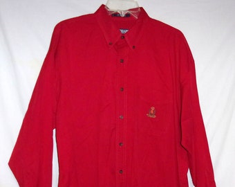 Vintage Chaps Ralph Lauren Button Front Men's Dress Shirt Red Long Sleeve Size Large