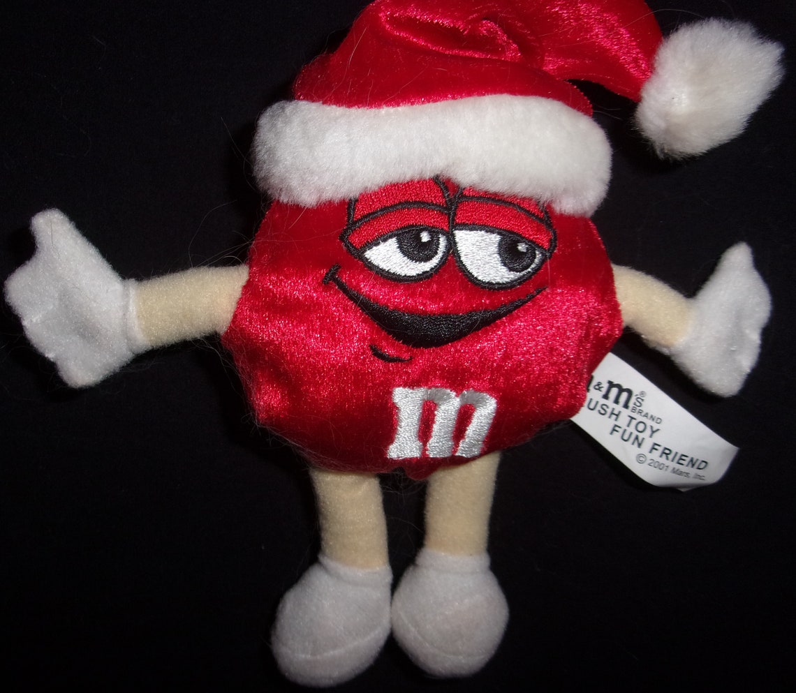 M&M Christmas Plush Santa Xmas Tree Decoration 2001 Red and Etsy