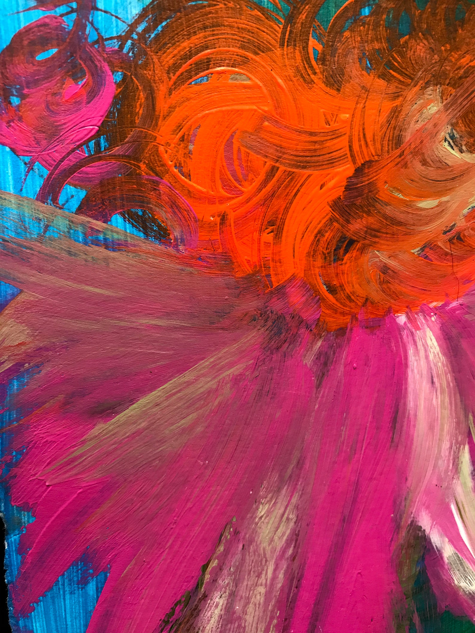 Pink, Orange Floral, Original Art, Digital Download, Digital Print