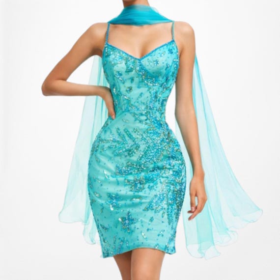 beaded knee length cocktail dresses LaDivine CD0225 Beaded A Line Tea Length Cocktail Dress