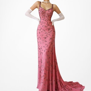 90s pink prom dress long prom pink dress Classic Long Pink Sleeveless Prom Dresses Long Slit Online