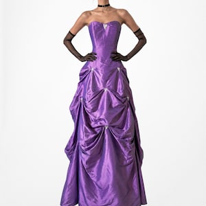 Purple Satin Strapless Dress - Etsy
