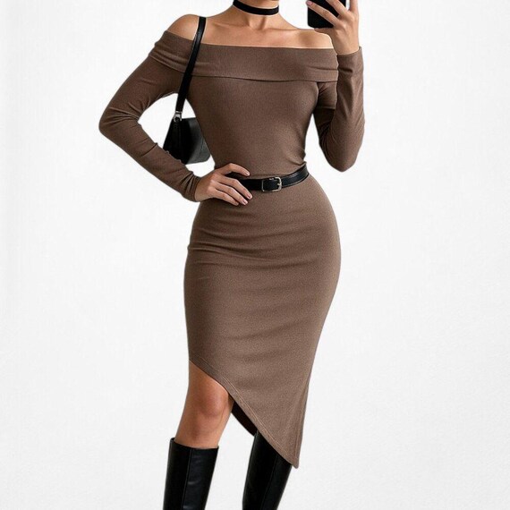 brown knit bodycon dress Men's Rock and Roll Denim Brown Plaid Long Sleeve Shirt RMN2S07574 – Crazy  House Western Wear main image 1