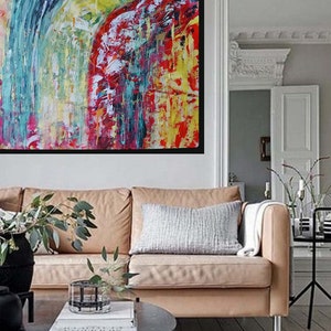 Acrilic handmade painting Colorful Modern Artwork Horizontal Abstract Wall Art Painting on Canvas Hand painted