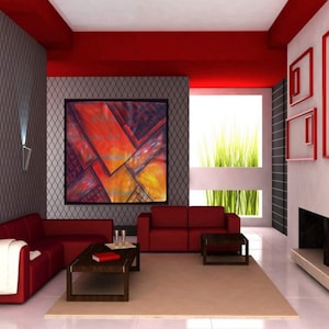 Colorful Modern Artwork Horizontal Abstract Wall Art Painting on Canvas Hand painted Acrylic 70cm/85cm