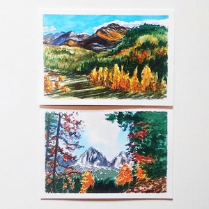 Cartes d'art paysages d'automne, cartes aquarelles paysages d'automne, cartes d'art paysages d'automne peintes à la main au choix