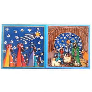 Cartes de noël les rois mages et la nativité, cartes de vœux, cartes peintes à la main, cartes à offrir, cartes noël au choix