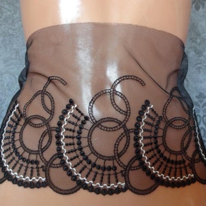 Non-elastic embroidered tulle lace,lace in black and white 18 cm wide,bra making,lingerie