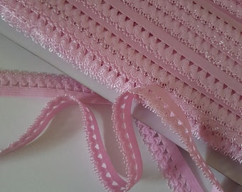 Picot rubber band, ruffled rubber, laundry rubber, sew lingerie, lingerie light pink 3mX 15 mm 1,20Euro/meter