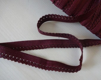 Picot rubber band,ruffled rubber,laundry rubber,sew lingerie, lingerie dark burgundy 3mX15 mm 1,20Euro/meter