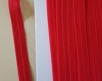 3 m rubber band, folding rubber, chamfeed rubber, foldover elastic red glänzent 16 mm wide 1,30Euro/meter