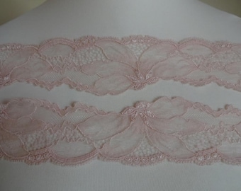 bordure de dentelle élastique Français, dentelle, dentelle en rose saumon 6 cm de large