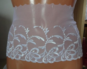 Dentelle de tulle brodée élastique, tresse de dentelle, dentelle brodée en blanc 17 cm de large, fabrication de soutien-gorge, culotte, lingerie,