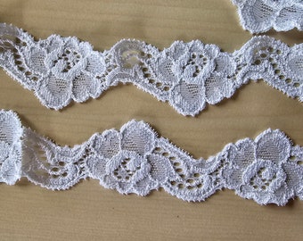 2mx3cm Französische elastische Spitzenborte,Spitze,Trim, french lace in weiß 1,99E/m