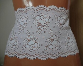 Französische Spitze,elastisch,Spitzenborte,french lace,strech,trim in weiß 16cm