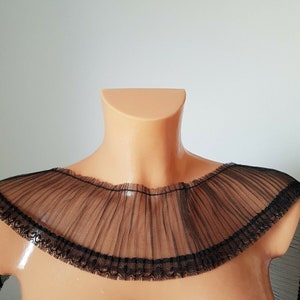 Non-elastic pleated tip,lace,lace black 9 cm wide