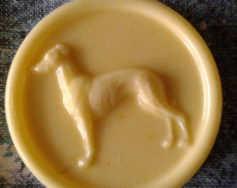 Standing greyhound soap 7mm thick 6.5cm diameter