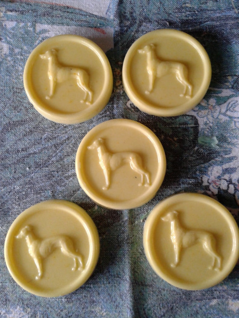 Standing greyhound soaps set of 5. 7mm high 6.5cm in diameter image 1