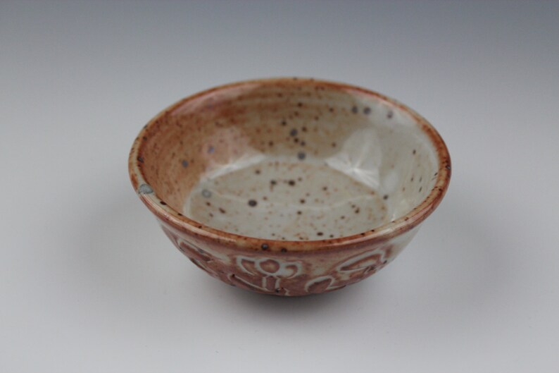 Shino bowl No.1, Koi fish, Wheel-Throuwn and carved image 3