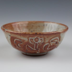 Shino bowl No.1, Koi fish, Wheel-Throuwn and carved image 1