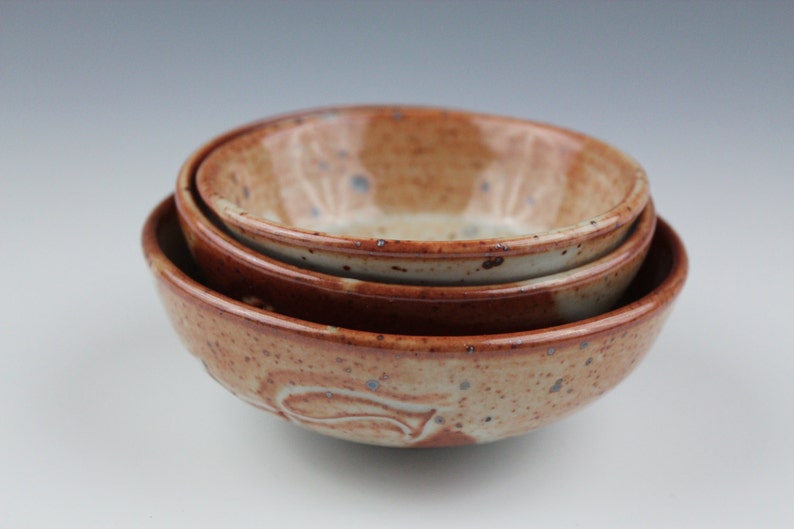 Shino bowl No.1, Koi fish, Wheel-Throuwn and carved image 5