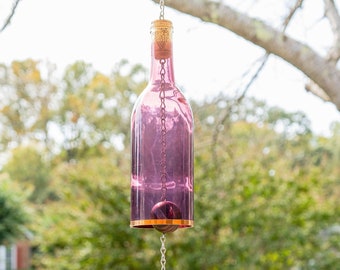 Purple Wine Bottle Wind Chimes - Gift Ideas - Outdoor Decor - Yard Art - Garden Gift -  Outdoor Decor - Wine Bottle Chime - Windchime