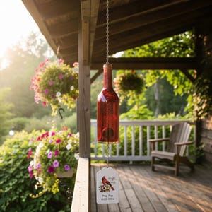 Personalized Memorial Wine Bottle Wind Chime | Handmade Sympathy Gift | 8 Color Options image 3
