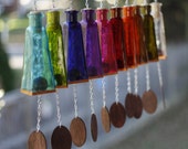 Glass Wind Chimes Made From Pyramid Shaped Bottles Hand Cut and Made Assorted Colors Outdoor Garden Patio Decor Unique