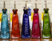 Laser Engraved Oil and Vinegar Sets - Oil Vinegar Dispenser - Gifts for Mom - Kitchen Decor - Glass Cruets - Kitchen Gifts - Olive Oil Cruet