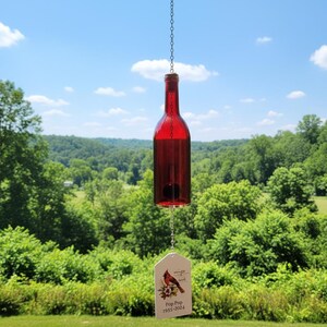 Personalized Memorial Wine Bottle Wind Chime | Handmade Sympathy Gift | 8 Color Options image 7