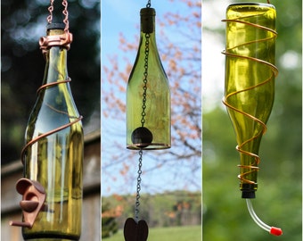 Yellow and Copper Bird Feeder and Wind Chime Set - Gifts for Mom - Deck Decor - Backyard Bird - Gift for Her - Outdoor Garden Decor - Feeder