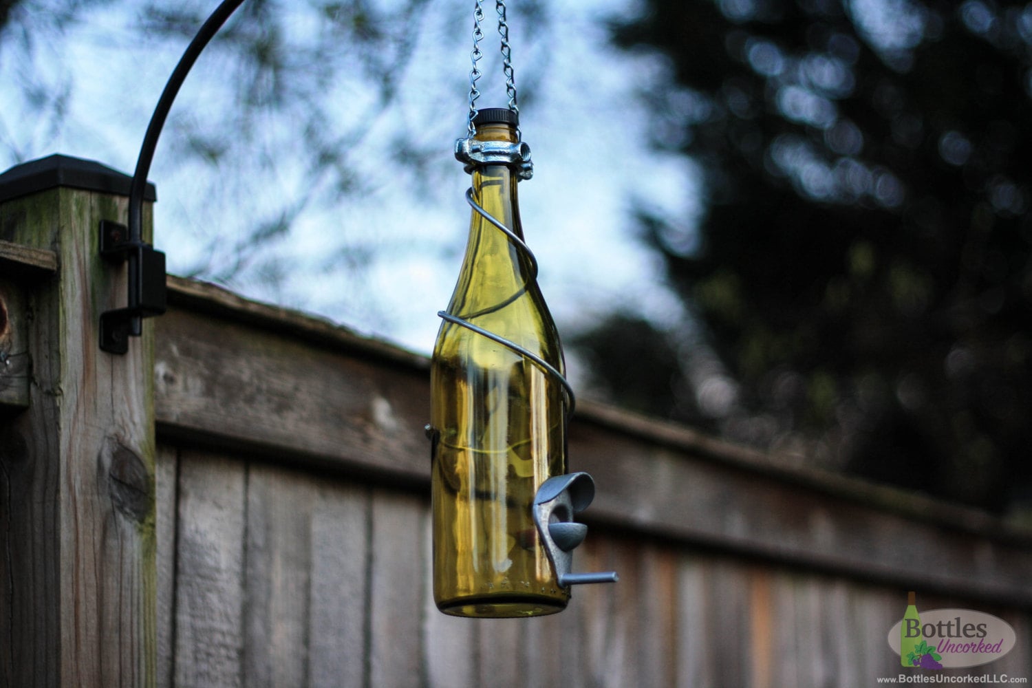 Bird Feeders for the Outdoors, Wild Birdfeeder, Wine Bottle Decor, Upcycled Decor, Garden Decor, Gift for Mom, Wine Bottle Gift Ideas