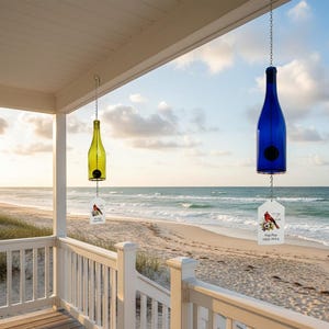 Personalized Memorial Wine Bottle Wind Chime | Handmade Sympathy Gift | 8 Color Options image 5