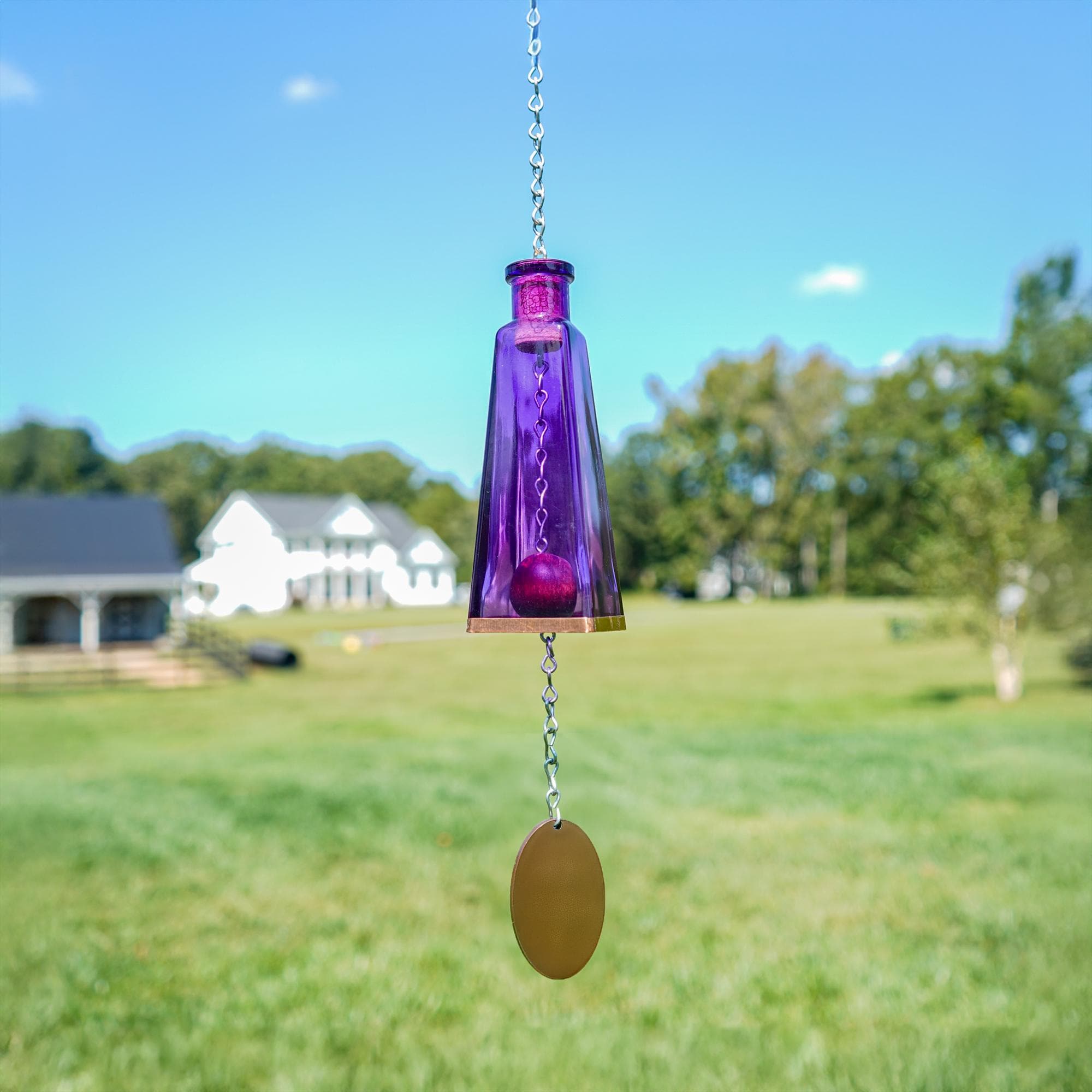 Glass Wind Chimes Made From Pyramid Shaped Bottles Hand Cut and Made Assorted Colors Outdoor Garden Patio Decor Unique