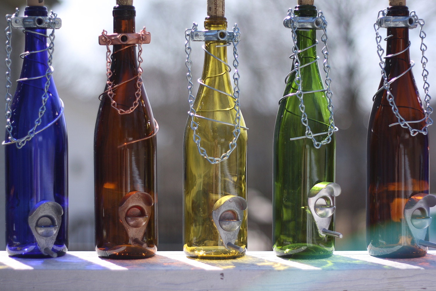 Bird Feeders for the Outdoors, Wild Birdfeeder, Wine Bottle Decor, Upcycled Decor, Garden Decor, Gift for Mom, Wine Bottle Gift Ideas