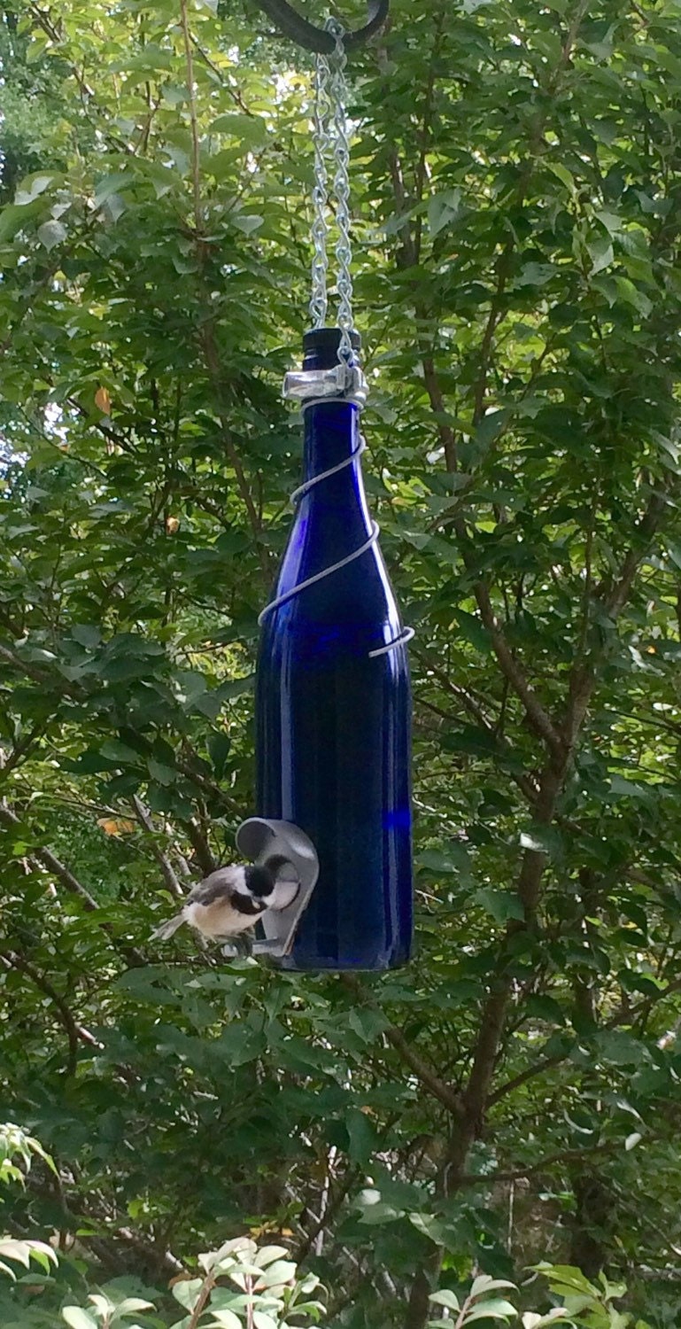 Bird Feeders for the Outdoors, Wild Birdfeeder, Wine Bottle Decor, Upcycled Decor, Garden Decor, Gift for Mom, Wine Bottle Gift Ideas