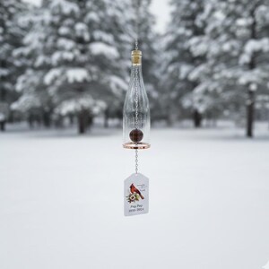 Personalized Memorial Wine Bottle Wind Chime | Handmade Sympathy Gift | 8 Color Options image 2