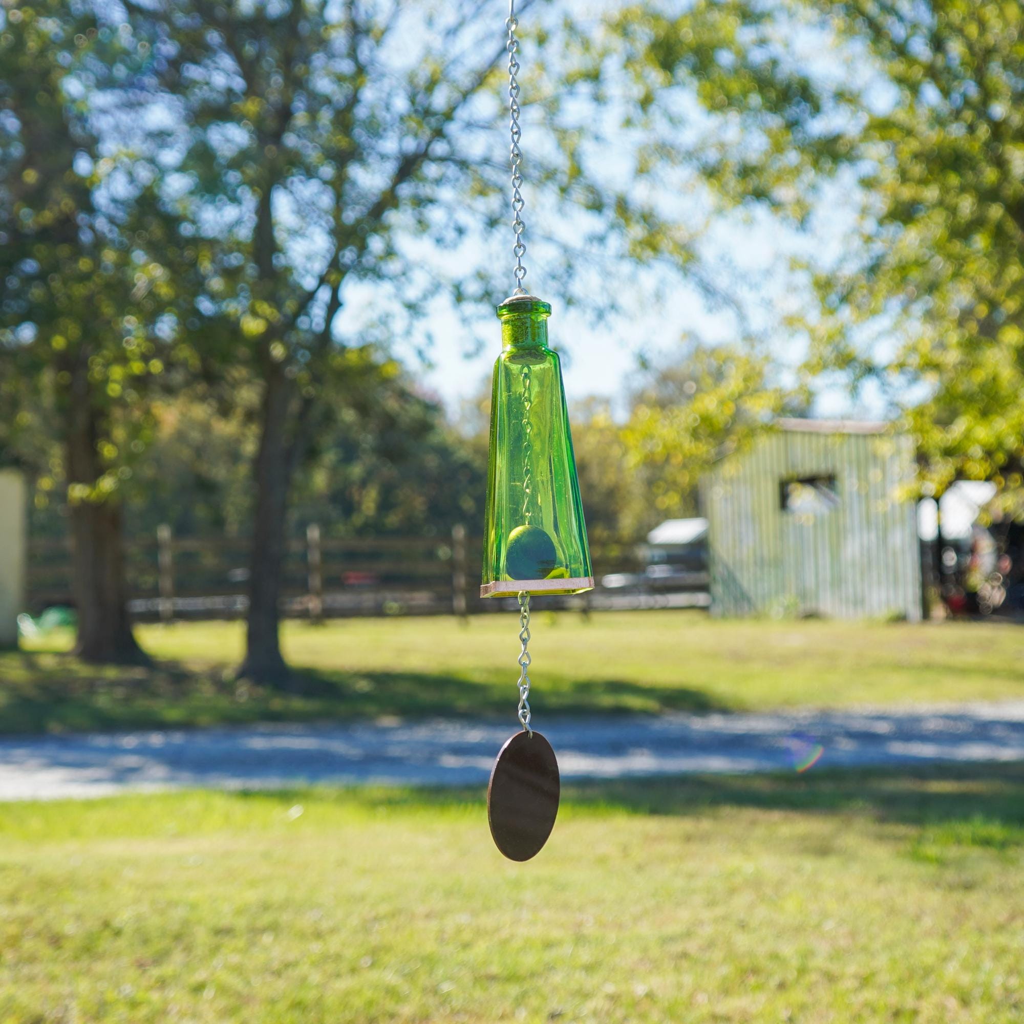 Glass Wind Chimes Made From Pyramid Shaped Bottles Hand Cut and Made Assorted Colors Outdoor Garden Patio Decor Unique