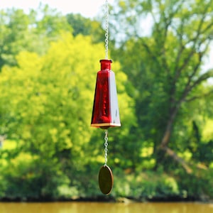 Glass Wind Chimes Made From Pyramid Shaped Bottles Hand Cut and Made Assorted Colors Outdoor Garden Patio Decor Unique image 5