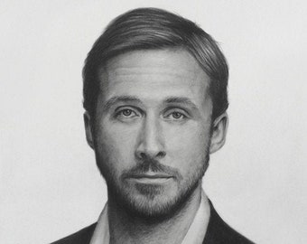 Ryan Gosling Original Portrait - Canadian Actor Pencil Drawing - Ryan Gosling Realistic Art Pencil Artwork