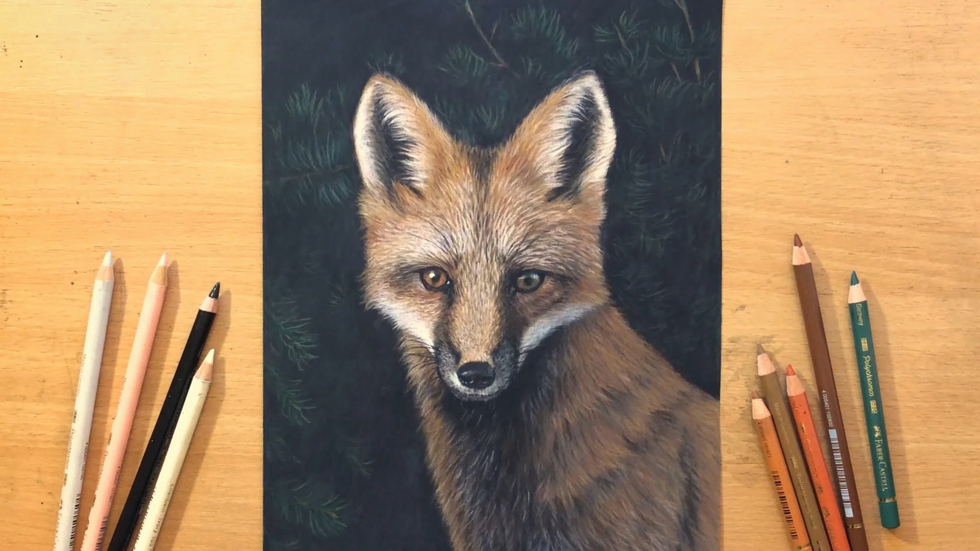 キツネの絵 オリジナル色鉛筆アート - 野生動物アート - Etsy 日本