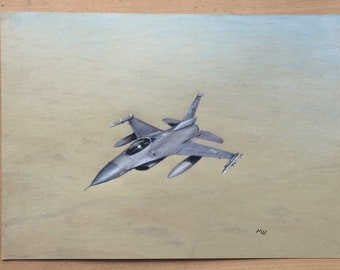 F-16 Falcon Fighter Plane Original Artwork - Realistic Graphite Pencil Art
