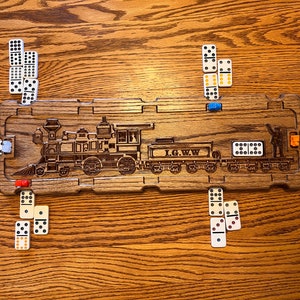 IG34  - The Iron Horse - 12 position - Mexican Train Station - Not for everyone*  / Domino Game HUB / Tile Game / Dominoes / Game / Hardwood