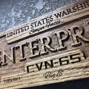 IG130E - USS ENTERPRISE - Aircraft Carrier CVN-65 - Big E -Deep carved plaque - Free Priority Shipping