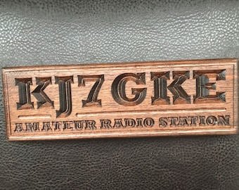 CS-9-O  - Ham Radio Call-sign plaque for Door / Wall - Oak