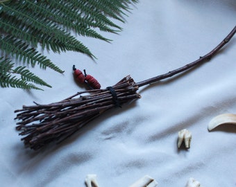Mini witchy altar broom, made of birch