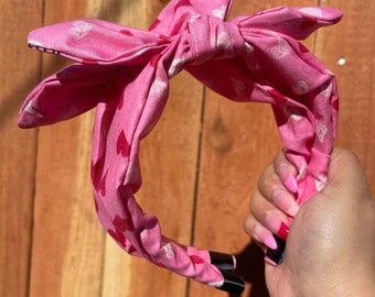 Pink Hearts Bowknot headband