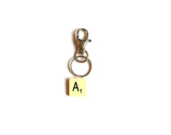 Scrabble® Key Chain/Ring, Choice of Letters, Personalised Alphabet Item, Gift for Her, Gift for Him, Initial Dangle Keyring, Gift Boxed